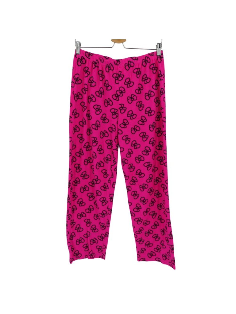 Sanrio Hello Kitty Women Medium 8/10 Pink Black Bows Fleece PJ Pajama Pants 2015